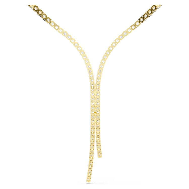 Matrix Y necklace Round cut, White, 18K gold finish